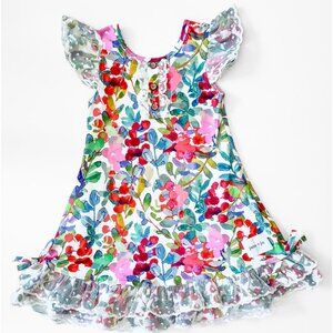 Jane + Jo Floral Nightgown with Ruffle Hem and Lace Trim